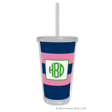 Rugby Navy & Pink Tumbler