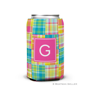Madras Patch Bright Can Koozie
