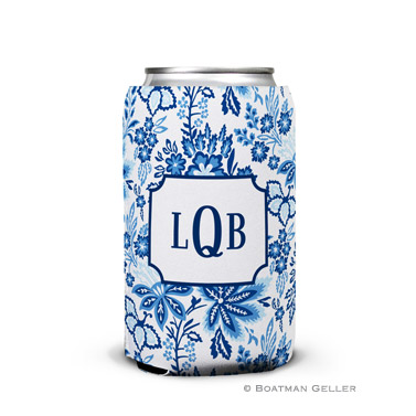 Classic Floral Blue Can Koozie