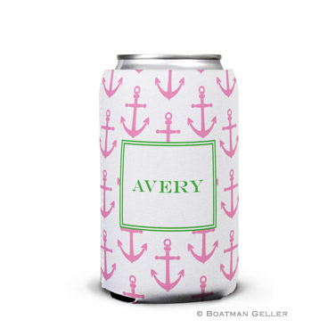 Anchors Pink Can Koozie