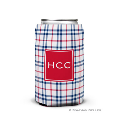 Miller Check Navy & Red Can Koozie
