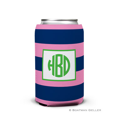 Rugby Navy & Pink Can Koozie
