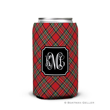 Plaid Red Holiday Koozie Can
