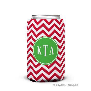 Chevron Red Holiday Koozie Can