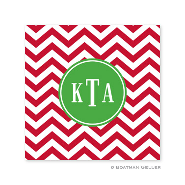 Chevron Red Holiday Paper Coasters by Boatman Geller