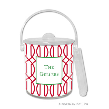 Trellis Reverse Cherry Holiday Ice Bucket