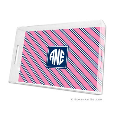 Repp Tie Pink & Navy Large Tray