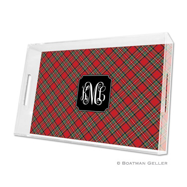 Plaid Red Holiday Tray