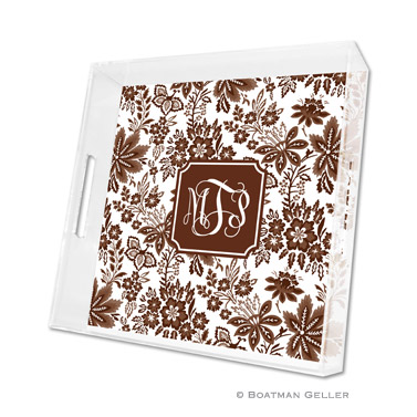 Classic Floral Brown Square Tray