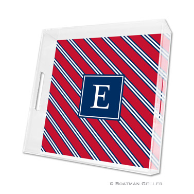 Repp Tie Red & Navy Square Tray