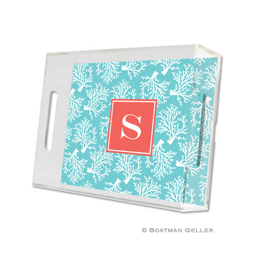 Coral Repeat Teal Small Tray