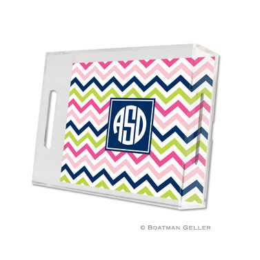 Chevron Pink, Navy & Lime Small Tray