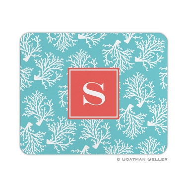 Coral Repeat Teal Mouse Pad