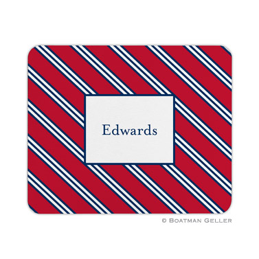Repp Tie Red & Navy Mouse Pad by Boatman Geller