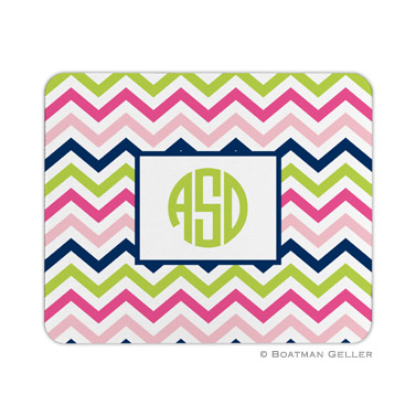 Chevron Pink, Navy & Lime Mouse Pad