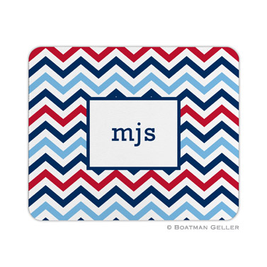 Chevron Blue & Red Mouse Pad by Boatman Geller
