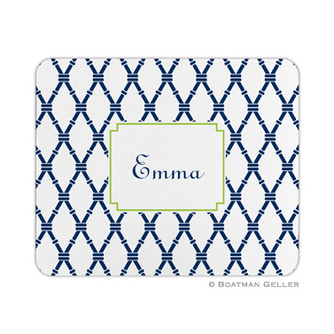 Bamboo Navy & Green Mouse Pad by Boatman Geller