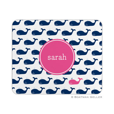 Whale Repeat Navy Mouse Pad