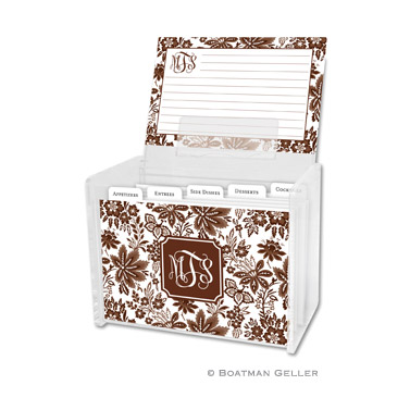 Classic Floral Brown Recipe Box