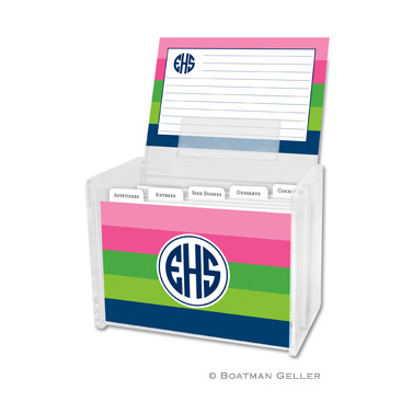 Bold Stripe Pink, Green & Navy Recipe Box