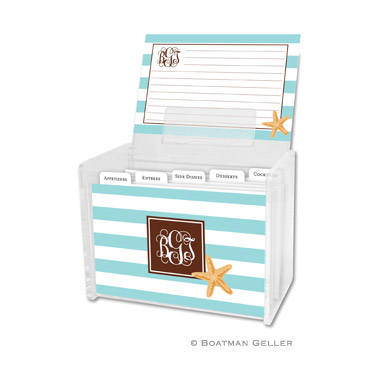 Stripe Starfish Recipe Box by Boatman Geller