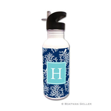 Coral Repeat Navy Water Bottle