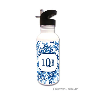 Classic Floral Blue Water Bottle