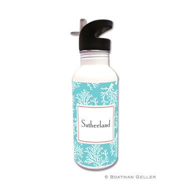 Coral Repeat Teal Water Bottle