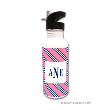 Repp Tie Pink & Navy Water Bottle