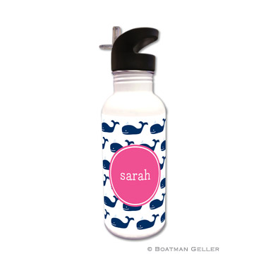 Whale Repeat Navy Water Bottle