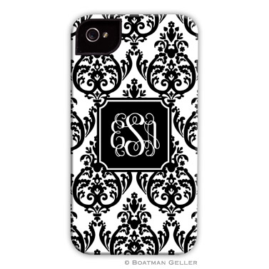 iPod & iPhone Cell Phone Case - Madison Damask White with Black
