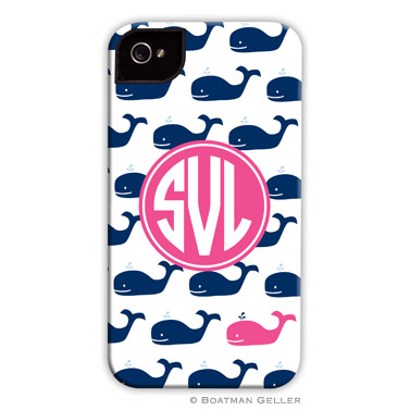 iPod & iPhone Cell Phone Case - Whale Repeat Navy