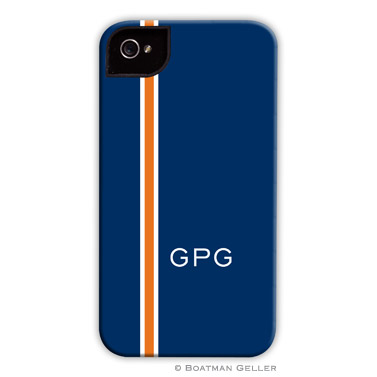 iPod & iPhone Cell Phone Case - Racing Stripe Navy & Orange