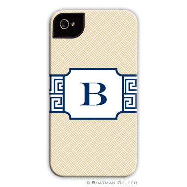 iPod & iPhone Cell Phone Case - Greek Key Band Navy