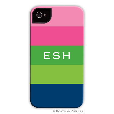 iPod & iPhone Cell Phone Case - Bold Stripe Pink, Green & Navy