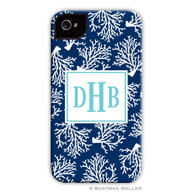 iPod & iPhone Cell Phone Case - Coral Repeat Navy
