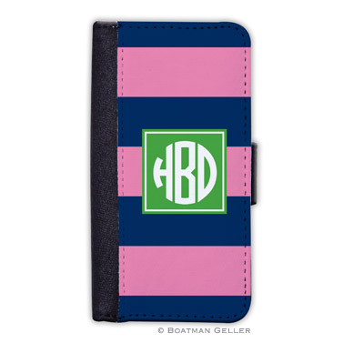 iPod & iPhone Cell Phone Case - Rugby Navy & Pink 1
