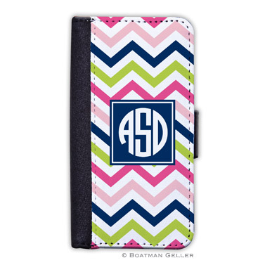 iPod & iPhone Cell Phone Case - Chevron Pink, Navy & Lime 1