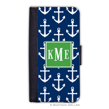 iPod & iPhone Cell Phone Case - Anchors White on Navy 1