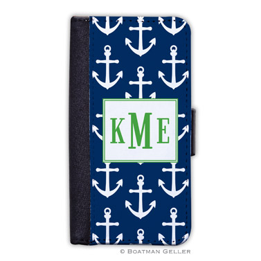 iPod & iPhone Cell Phone Case - Anchors White on Navy 1