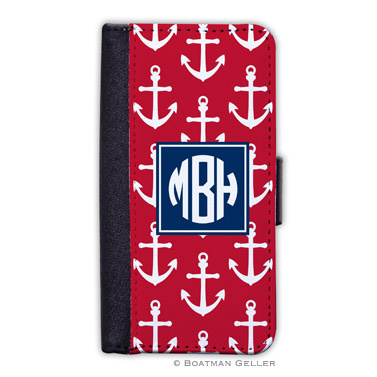 iPod & iPhone Cell Phone Case - Anchors White on Red 1