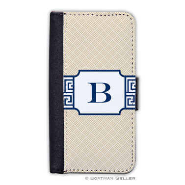iPod & iPhone Cell Phone Case - Greek Key Band Navy 1