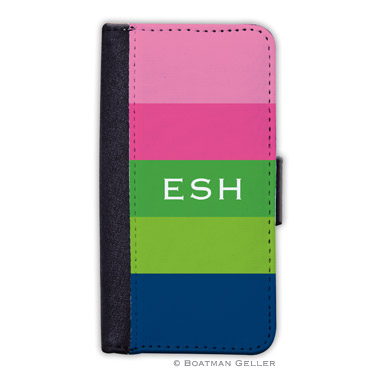 iPod & iPhone Cell Phone Case - Bold Stripe Pink, Green & Navy 1