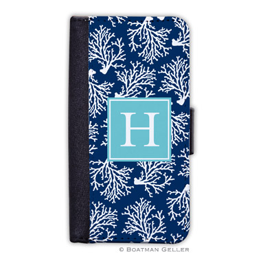 iPod & iPhone Cell Phone Case - Coral Repeat Navy 1