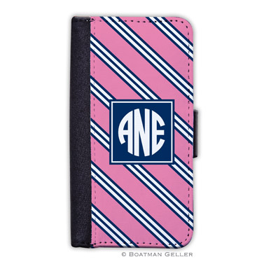 iPod & iPhone Cell Phone Case - Repp Tie Pink & Navy 1