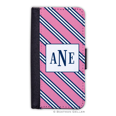 iPod & iPhone Cell Phone Case - Repp Tie Pink & Navy 1