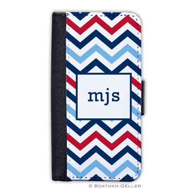 iPod & iPhone Cell Phone Case - Chevron Blue & Red 1