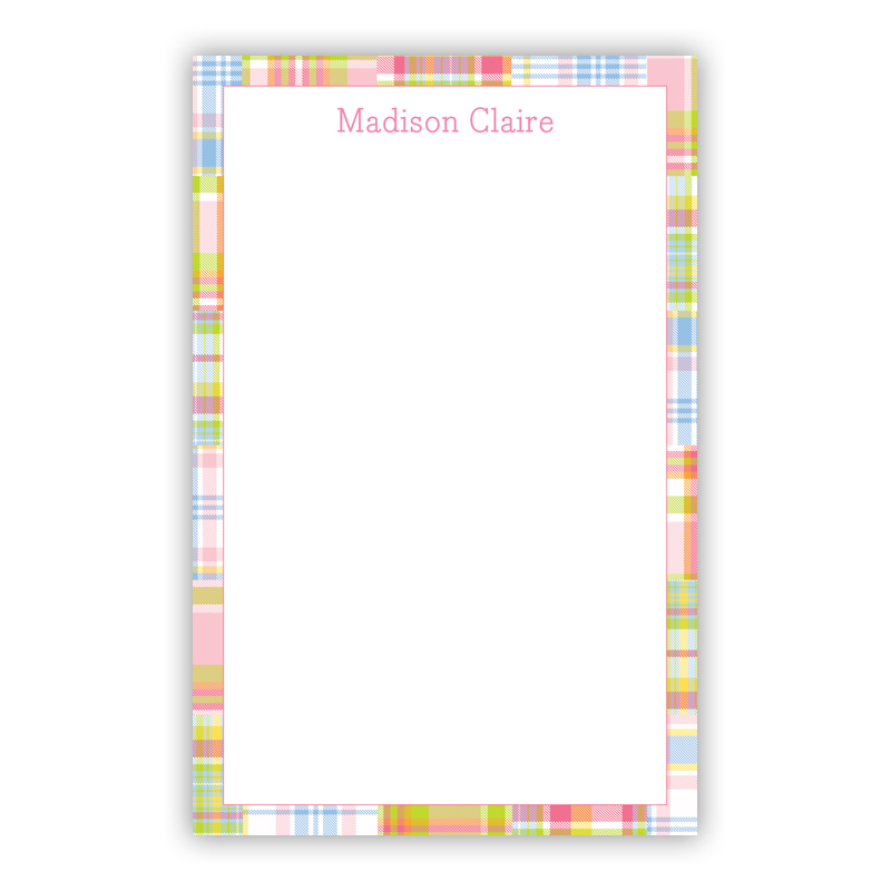 Personalized Madras Patch Pink Notepad (100 sheets)