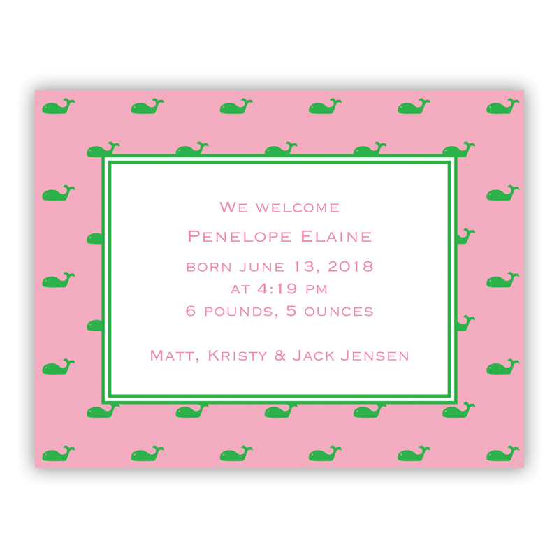 Whale Pink Small Flat Invitation or Announcement