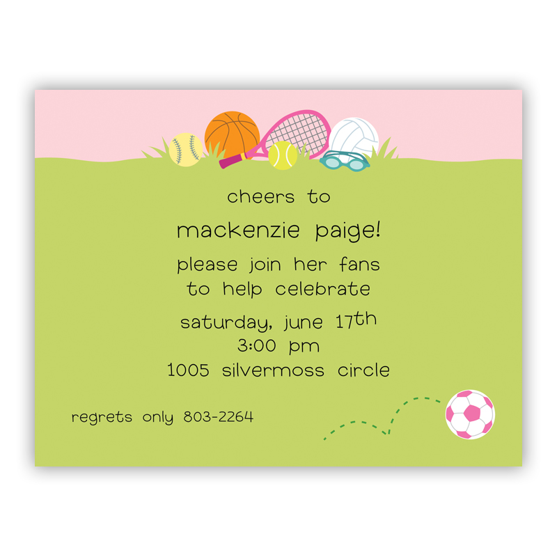 Sports Girl Small Flat Invitation or Announcement